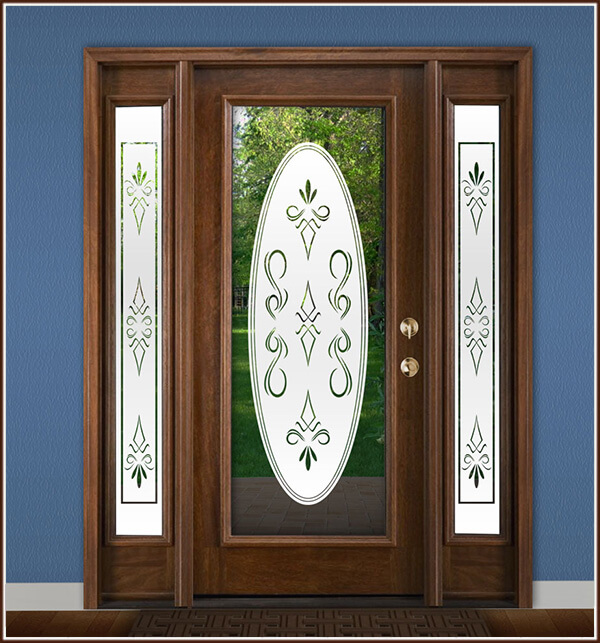External Door with Glass Etching - Etched Glass Doors Florida